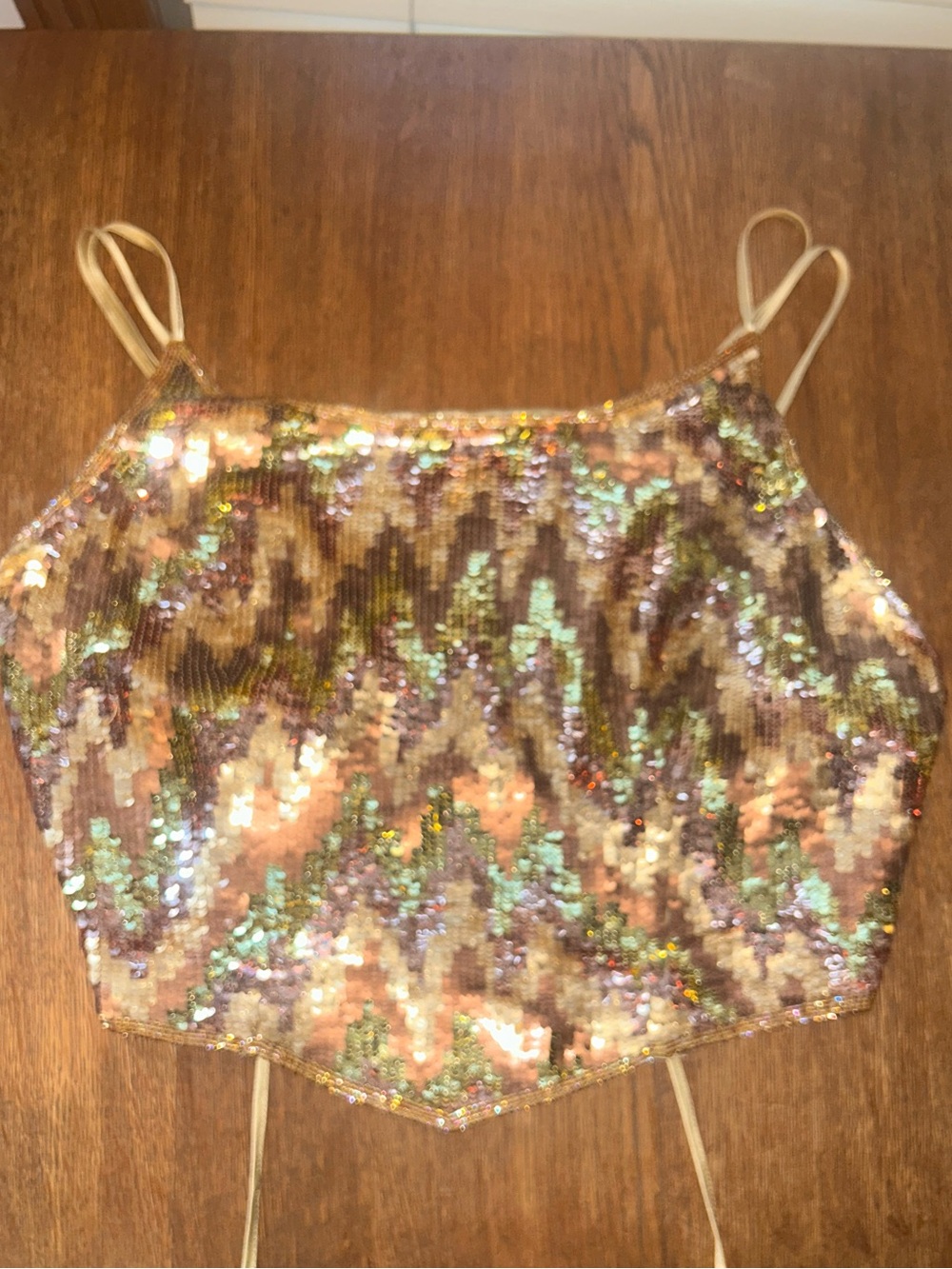 Scala Iridescent Sequin Cami Top - Gold, Pink, Green
